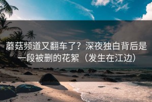 蘑菇频道又翻车了？深夜独白背后是一段被删的花絮（发生在江边）