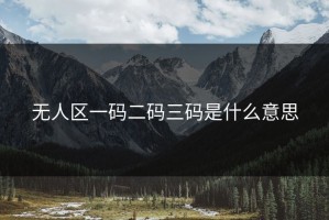 无人区一码二码三码是什么意思