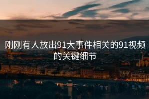 刚刚有人放出91大事件相关的91视频的关键细节