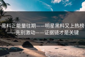 黑料正能量往期——明星黑料又上热榜——先别激动——证据链才是关键