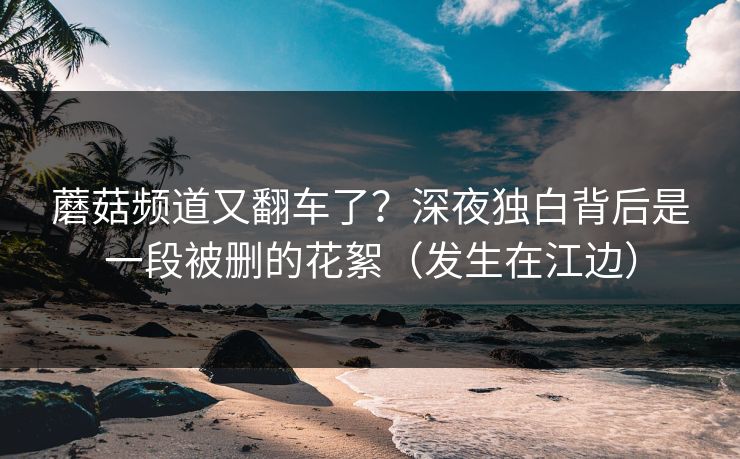 蘑菇频道又翻车了？深夜独白背后是一段被删的花絮（发生在江边）