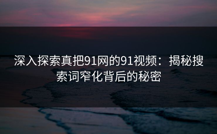 深入探索真把91网的91视频：揭秘搜索词窄化背后的秘密